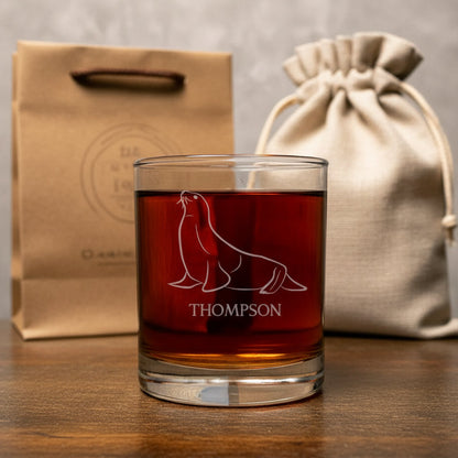 Seal Personalized  Whisky Glass - Copyright Hues in Glass