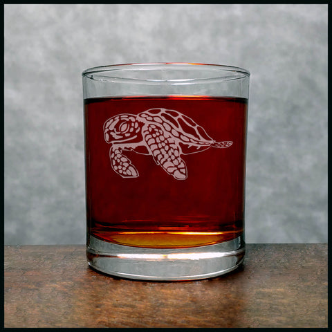 Sea Turtle Whisky Glass - Copyright Hues in Glass