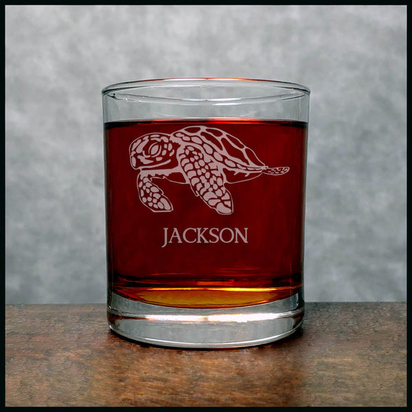 Sea Turtle Personalized Whisky Glass - Copyright Hues in Glass