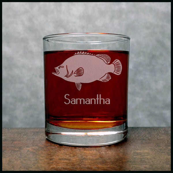Triple Tail Fish Personalized Whisky Glass - Copyright Hues in Glass