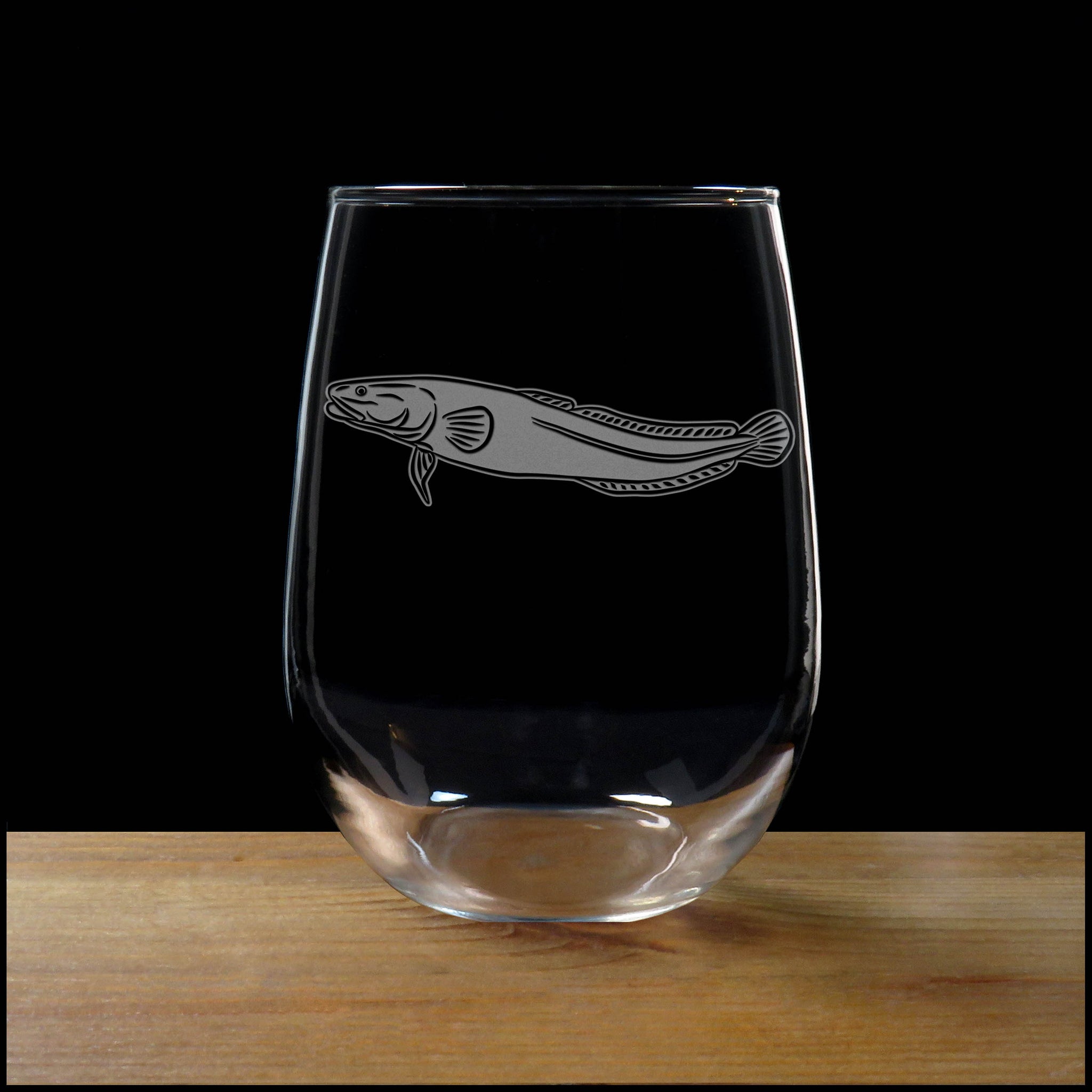 Burbot Stemless Wine Glass - Copyright Hues in Glass