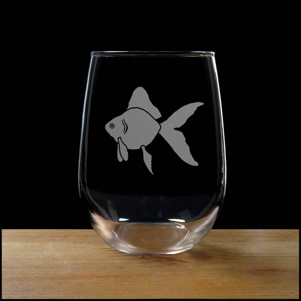 Goldfish Stemless Wine Glass - Copyright Hues in Glass