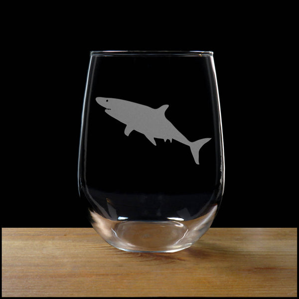 Shark 17oz Engraved Stemless Wine Glass