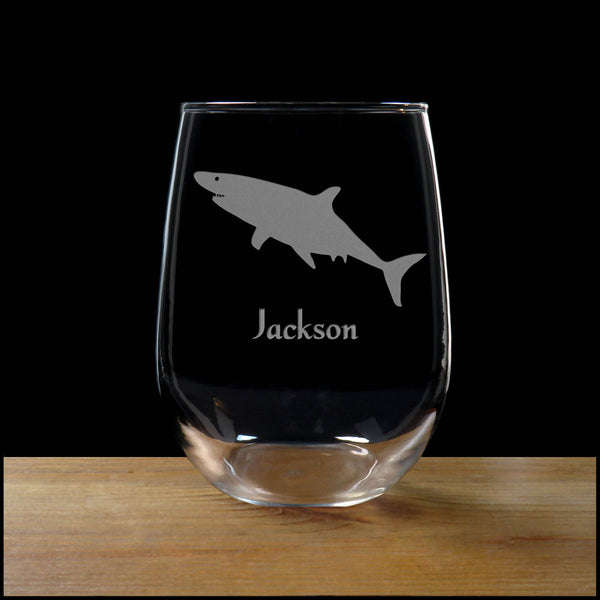 Shark 17oz Engraved Stemless Wine Glass