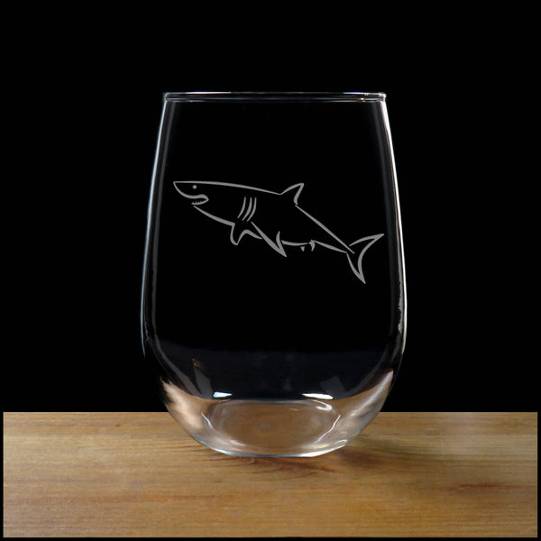 Shark Stemless Wine Glass - Copyright Hues in Glass