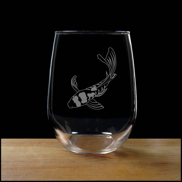 Koi Stemless Wine Glass - Copyright Hues in Glass