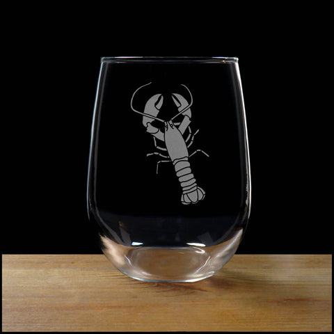 Lobster Stemless Wine Glass - Copyright Hues in Glass
