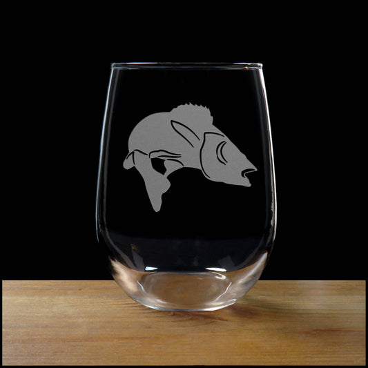 Pickerel Fish Stemless Wine Glass - Copyright Hues in Glass