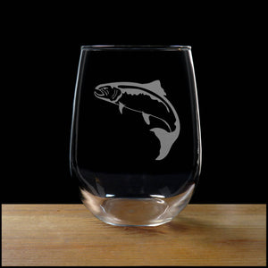 Salmon Stemless Wine Glass - Copyright Hues in Glass
