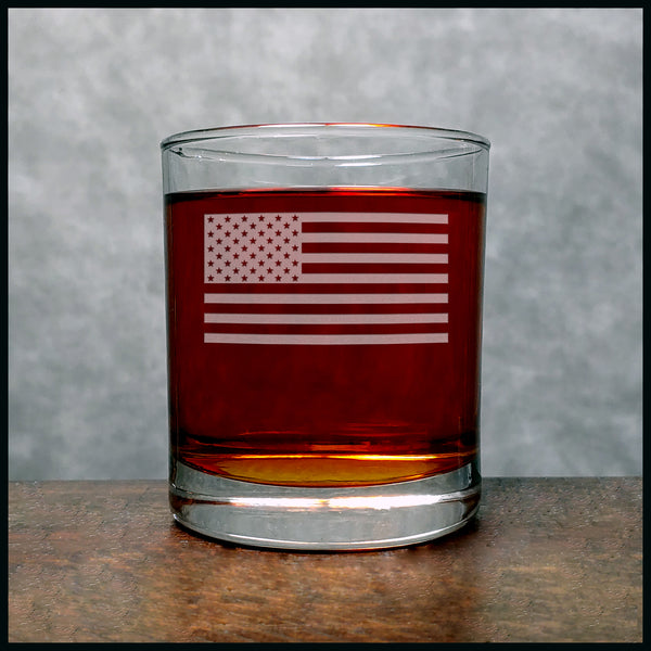 American Flag Whiskey Glass - Copyright Hues in Glass
