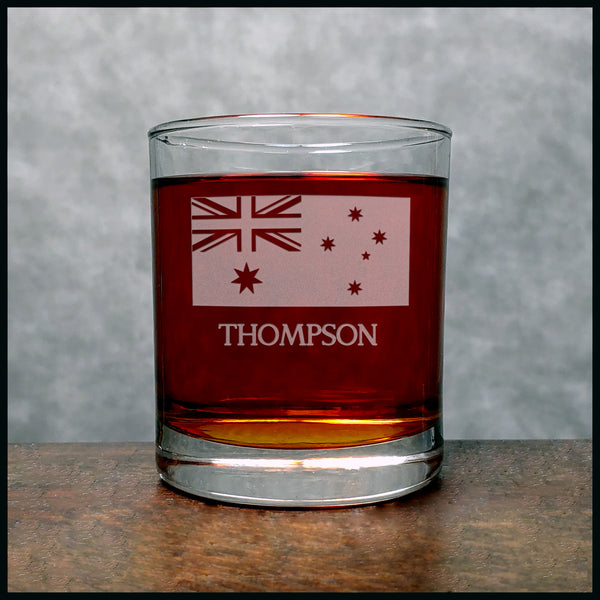 Australian Flag Personalized Whiskey Glass - Copyright Hues in Glass