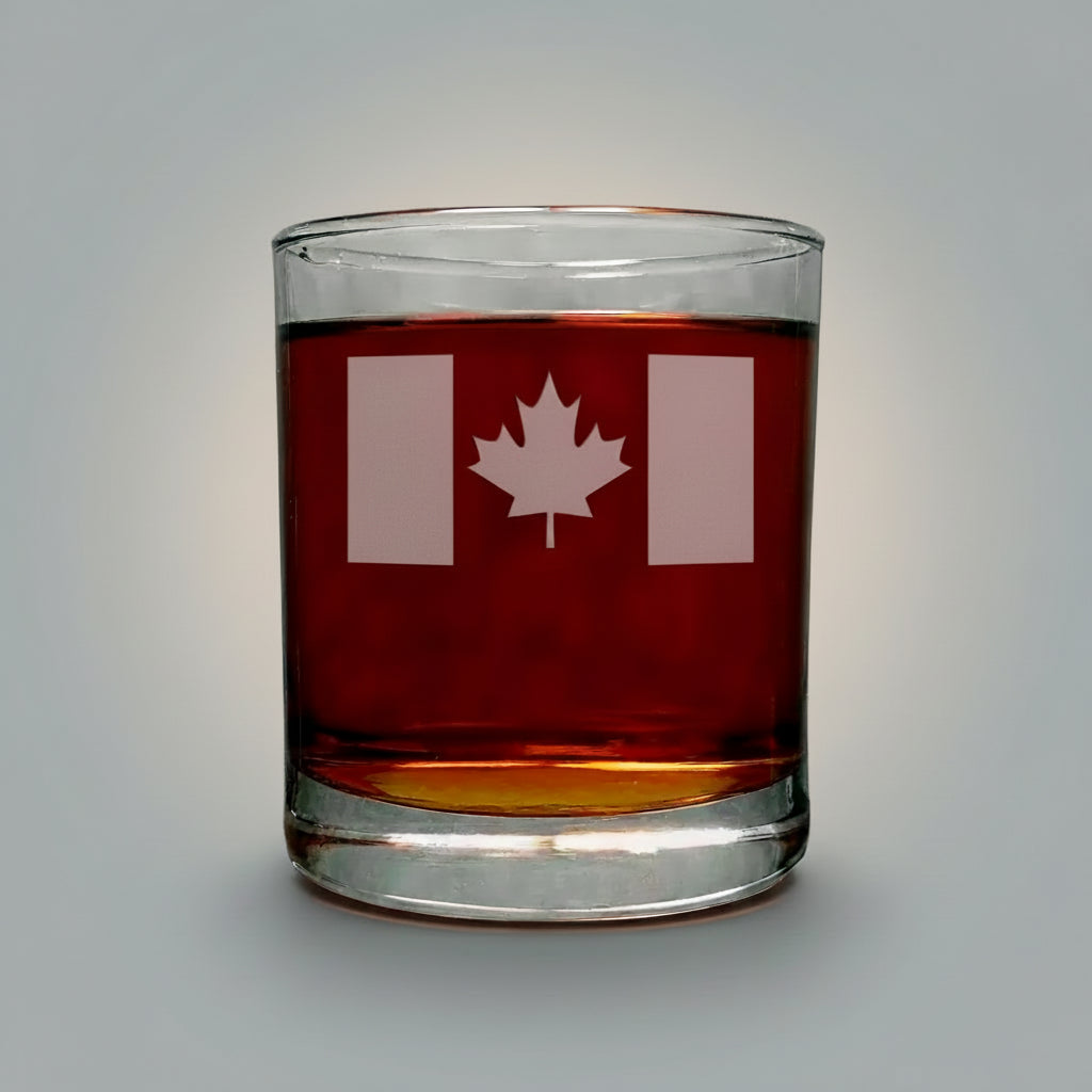 Canada Flag Whiskey Glass - Copyright Hues in Glass