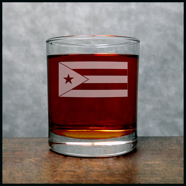Cuba Flag Whiskey Glass - Copyright Hues in Glass