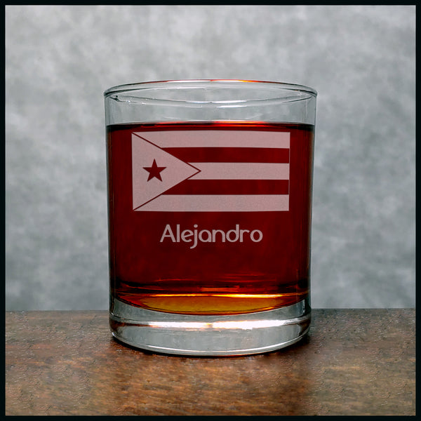 Cuba Flag Personalized Whiskey Glass - Copyright Hues in Glass