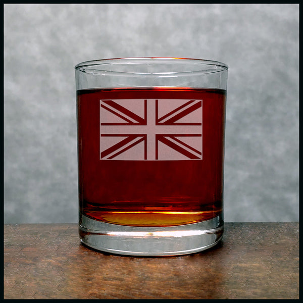 Union Jack Flag Whiskey Glass - Copyright Hues in Glass