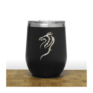 Black - Dragon PC 12oz STEMLESS WINE - Copyright Hues in Glass