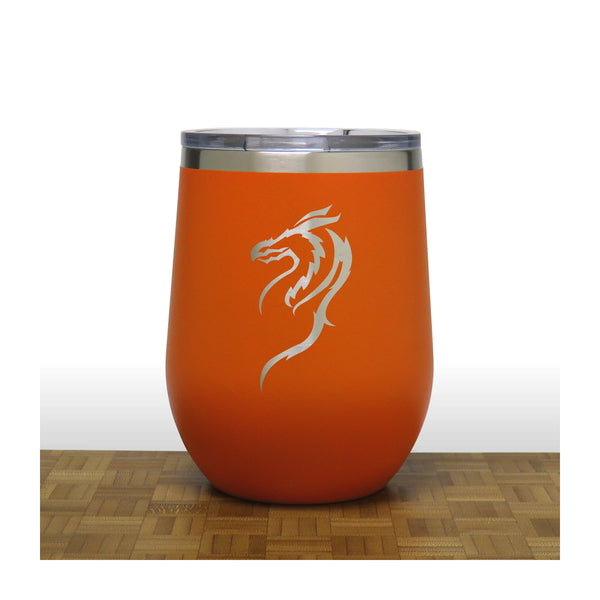 Orange - Dragon PC 12oz STEMLESS WINE - Copyright Hues in Glass