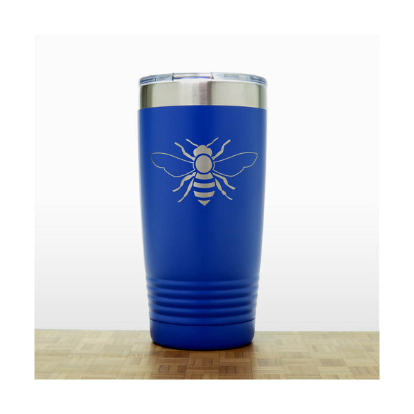 Blue - Bee 20 oz Insulated Tumbler - Copyright Hues in Glass