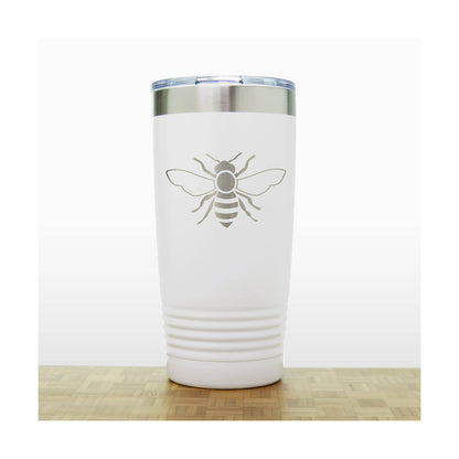 White - Bee 20 oz Insulated Tumbler - Copyright Hues in Glass