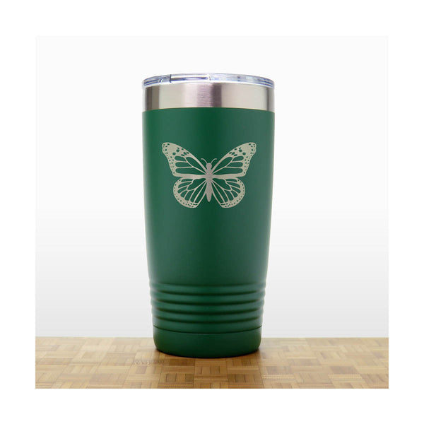 Green - Butterfly 20 oz Insulated Tumbler - Copyright Hues in Glass