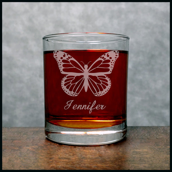 Butterfly Personalized Whisky Glass - Copyright Hues in Glass