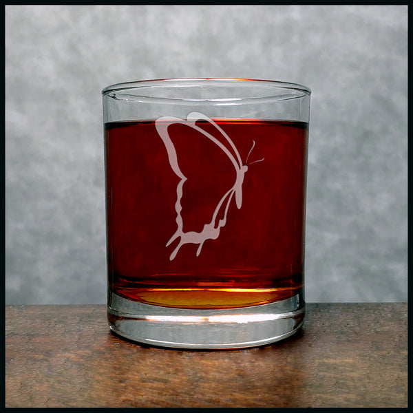 Butterfly Whisky Glass - Design 3 - Copyright Hues in Glass