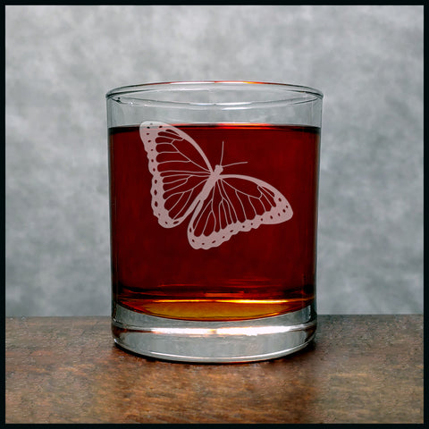 Butterfly Whisky Glass - Design 4 - Copyright Hues in Glass