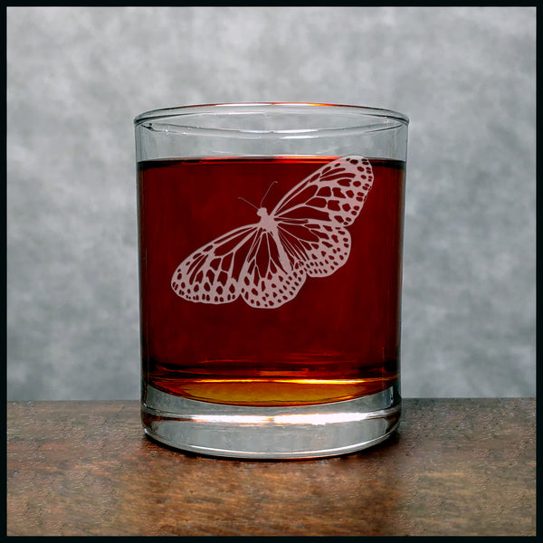 Butterfly Whisky Glass - Design 7- Copyright Hues in Glass
