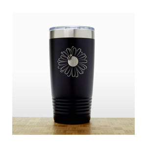 Black -  Daisy with Ladybug 20 oz Insulated Tumbler - Copyright Hues in Glass