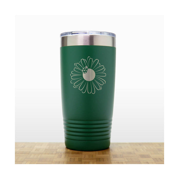 Green -  Daisy with Ladybug 20 oz Insulated Tumbler - Copyright Hues in Glass