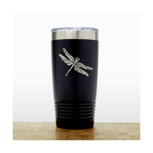 Black - Dragonfly 20 oz Insulated Tumbler - Copyright Hues in Glass