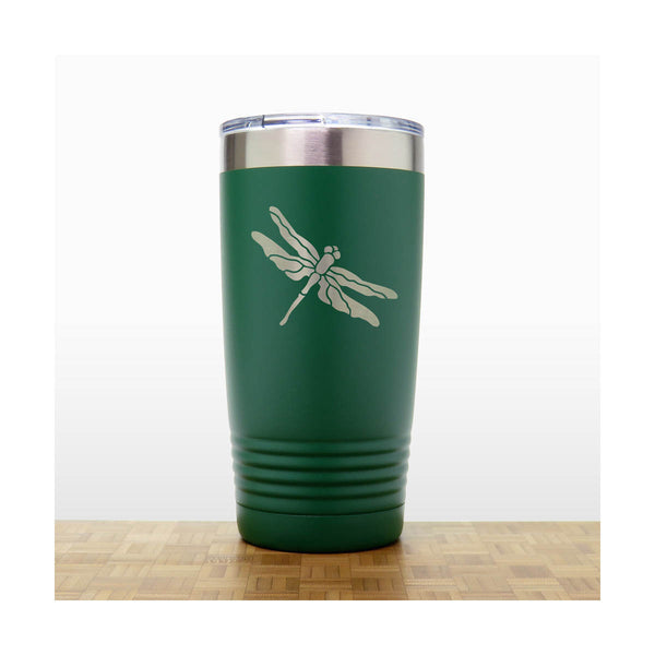 Green - Dragonfly 20 oz Insulated Tumbler - Copyright Hues in Glass