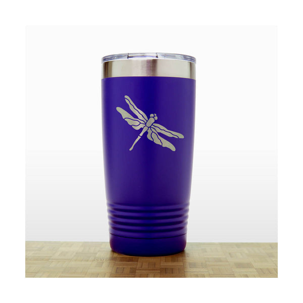 Purple - Dragonfly 20 oz Insulated Tumbler - Copyright Hues in Glass