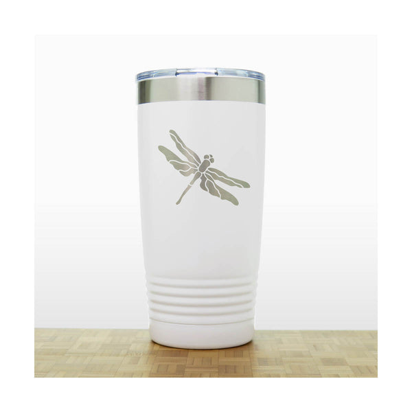 White - Dragonfly 20 oz Insulated Tumbler - Copyright Hues in Glass
