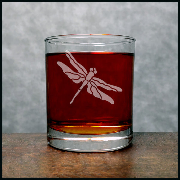 Dragonfly Whisky Glass - Copyright Hues in Glass