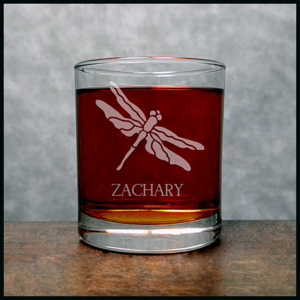 Dragonfly Personalized Whisky Glass - Copyright Hues in Glass