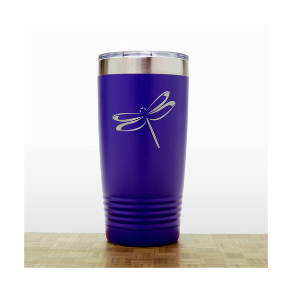 Purple - Dragonfly 20 oz Insulated Tumbler - Design 2 - Copyright Hues in Glass
