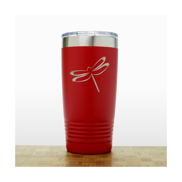 Red - Dragonfly 20 oz Insulated Tumbler - Design 2 - Copyright Hues in Glass