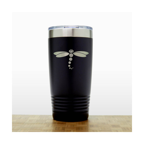 Black - Dragonfly 20 oz Insulated Tumbler - Design 3 - Copyright Hues in Glass