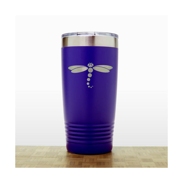 Purple - Dragonfly 20 oz Insulated Tumbler - Design 3 - Copyright Hues in Glass