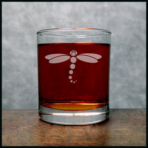 Dragonfly Whisky Glass - Design 2 - Copyright Hues in Glass
