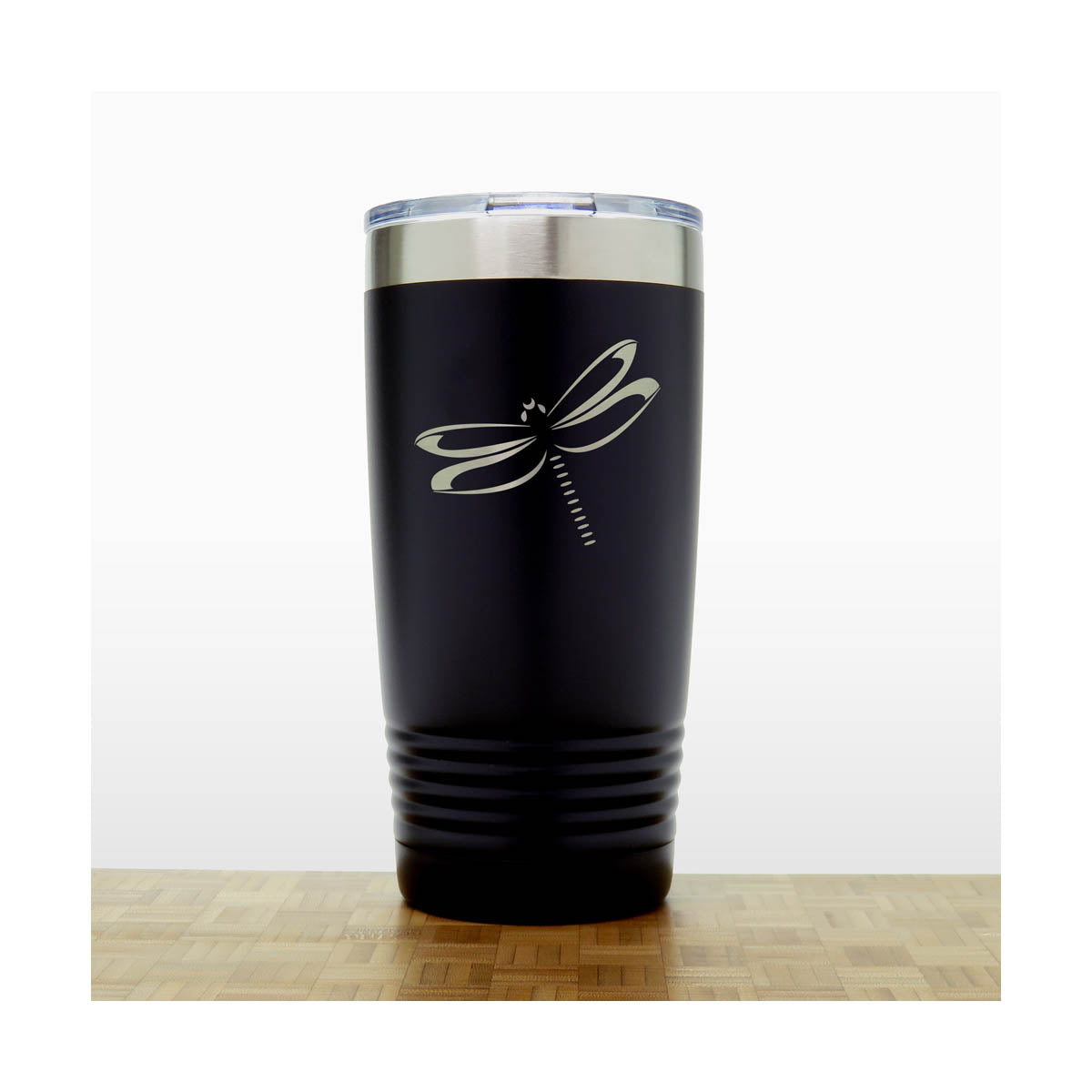 Black - Dragonfly 20 oz Insulated Tumbler - Design 4 - Copyright Hues in Glass