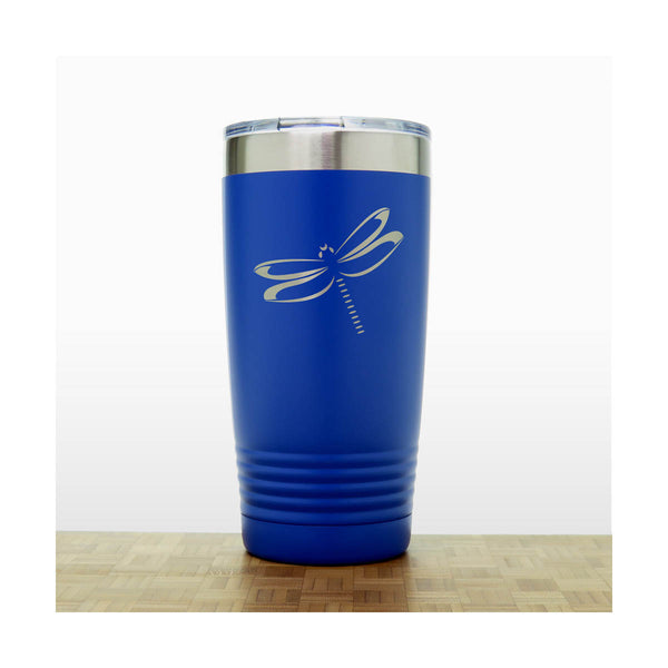 Blue - Dragonfly 20 oz Insulated Tumbler - Design 4 - Copyright Hues in Glass