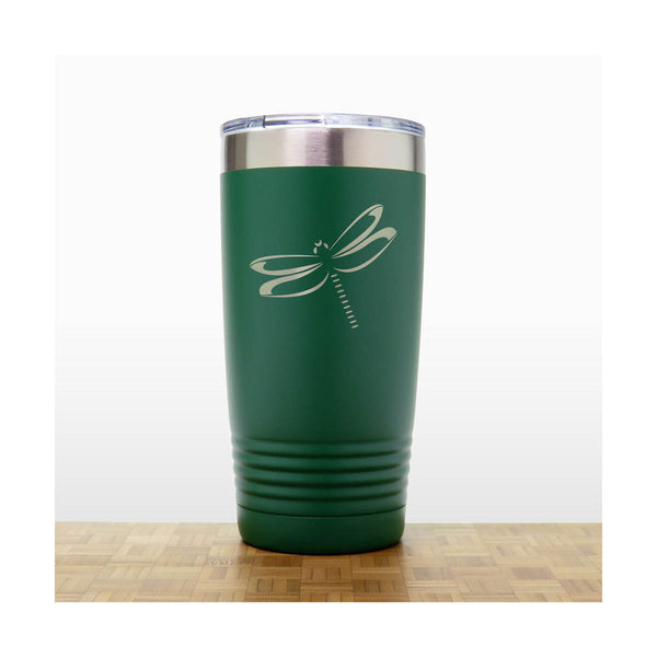 Green - Dragonfly 20 oz Insulated Tumbler - Design 4 - Copyright Hues in Glass
