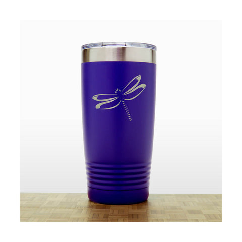 Purple - Dragonfly 20 oz Insulated Tumbler - Design 4 - Copyright Hues in Glass