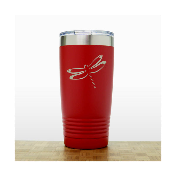 Red - Dragonfly 20 oz Insulated Tumbler - Design 4 - Copyright Hues in Glass