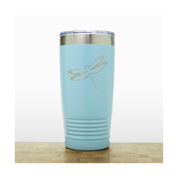 Teal - Dragonfly 20 oz Insulated Tumbler - Design 4 - Copyright Hues in Glass