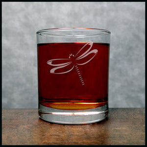 Dragonfly Whisky Glass - Design 4 - Copyright Hues in Glass