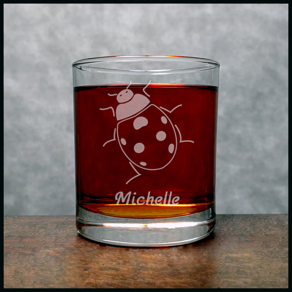 Ladybug Personalized Whisky Glass - Copyright Hues in Glass