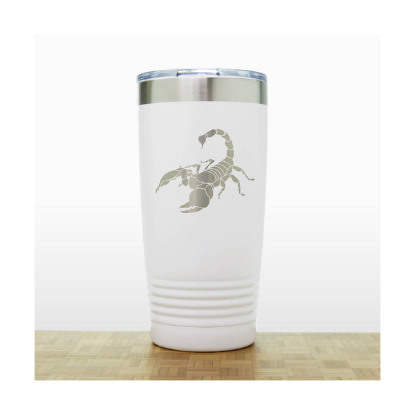 White - Scorpion 20 oz Insulated Tumbler - Copyright Hues in Glass